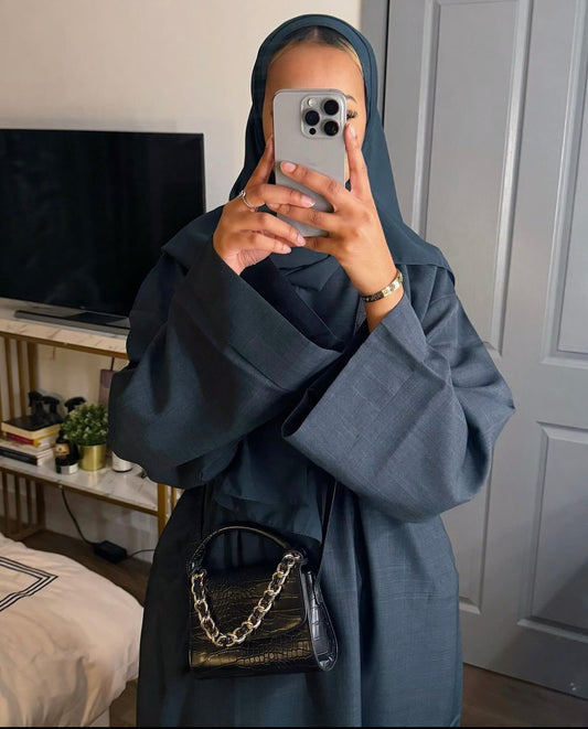 navy linen abaya