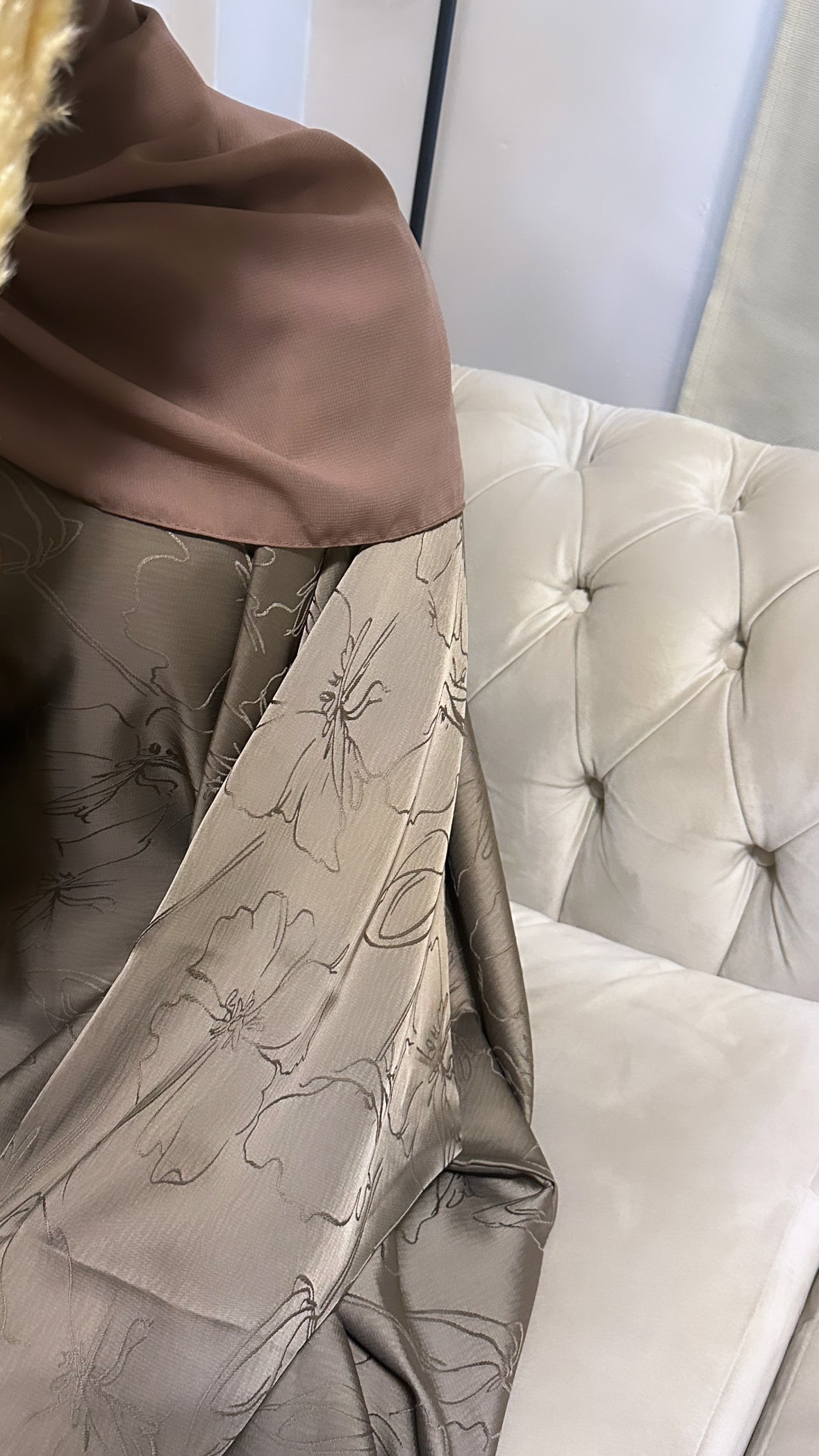 taupe jacquard batwing abaya