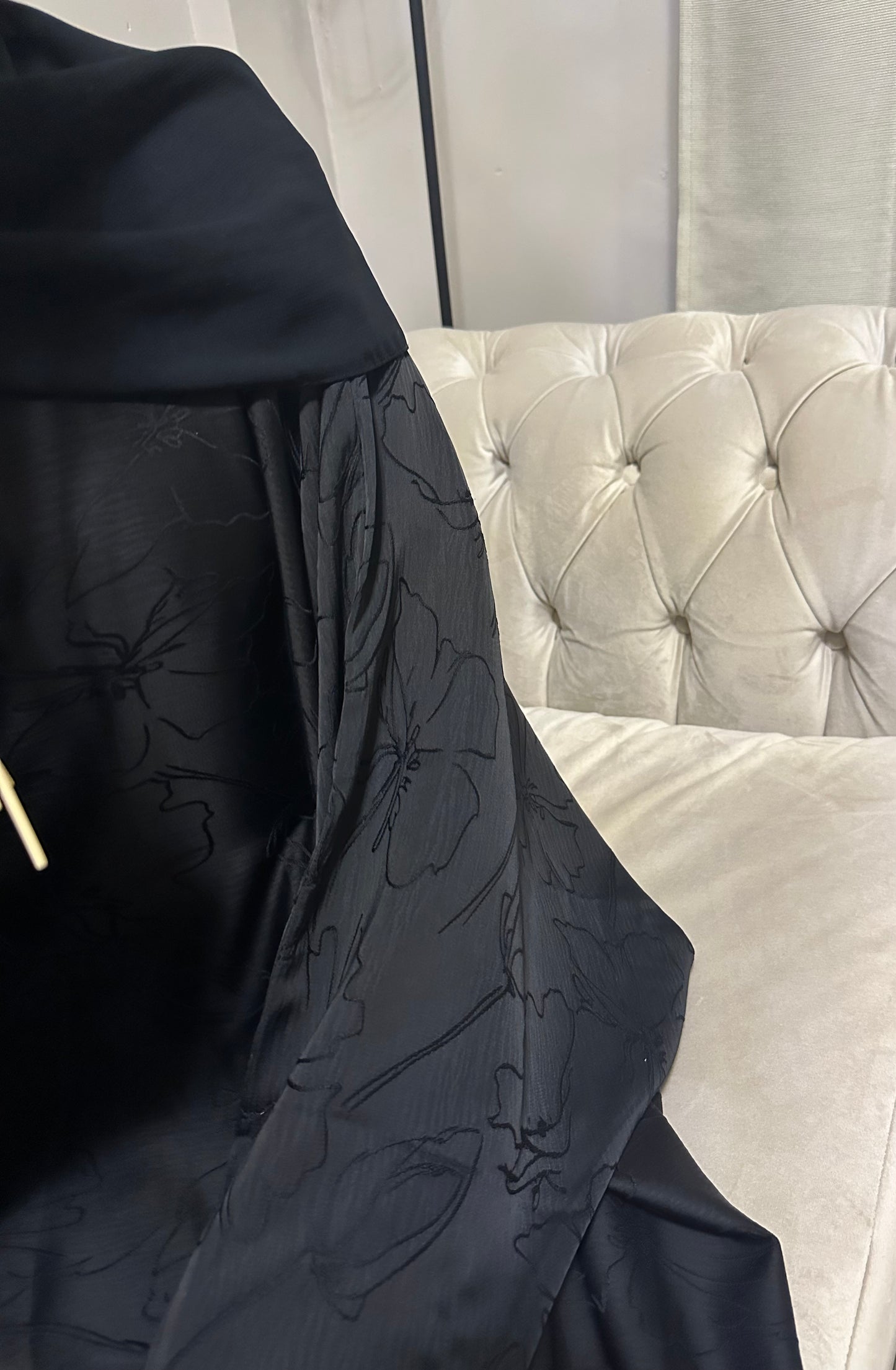 black jacquard batwing abaya