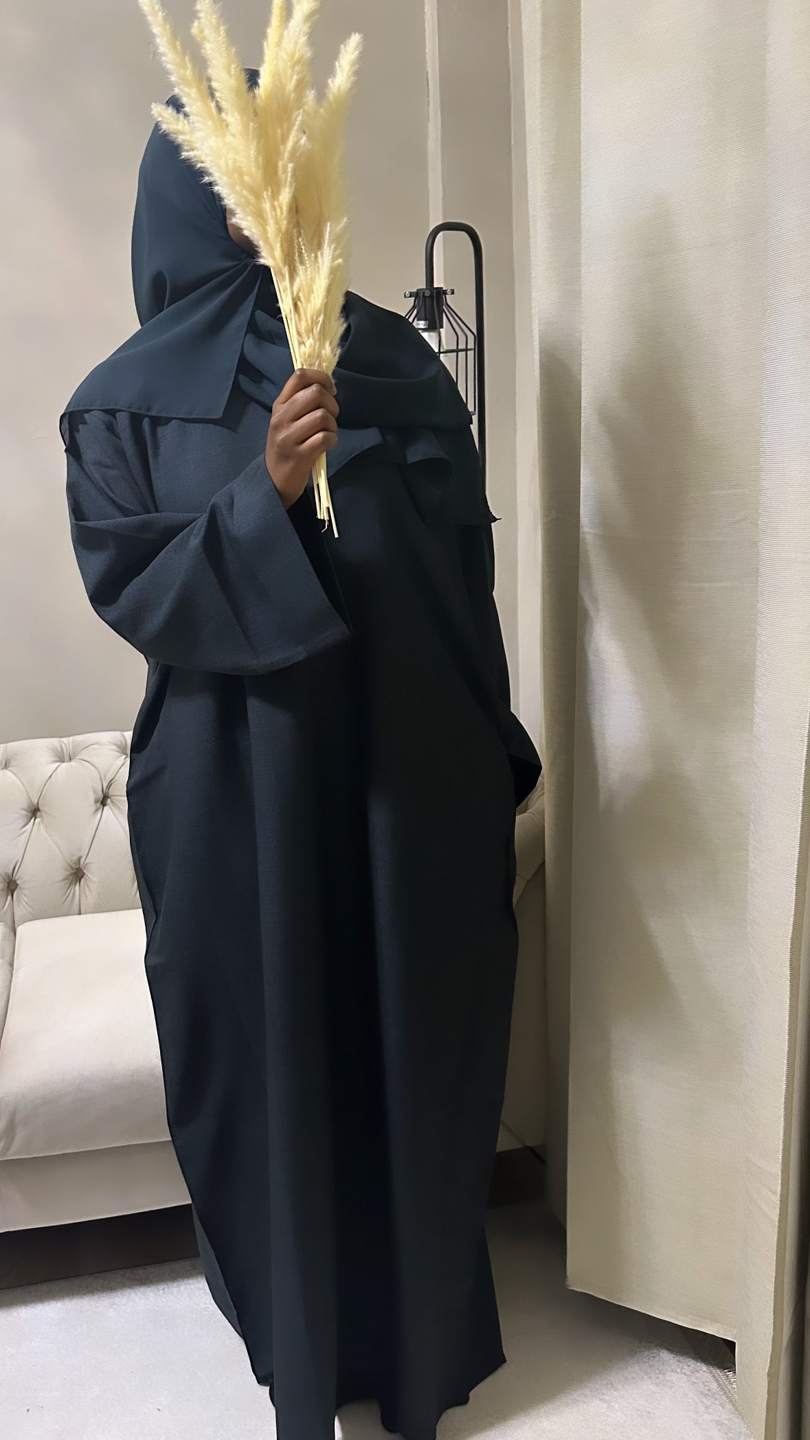 navy linen abaya