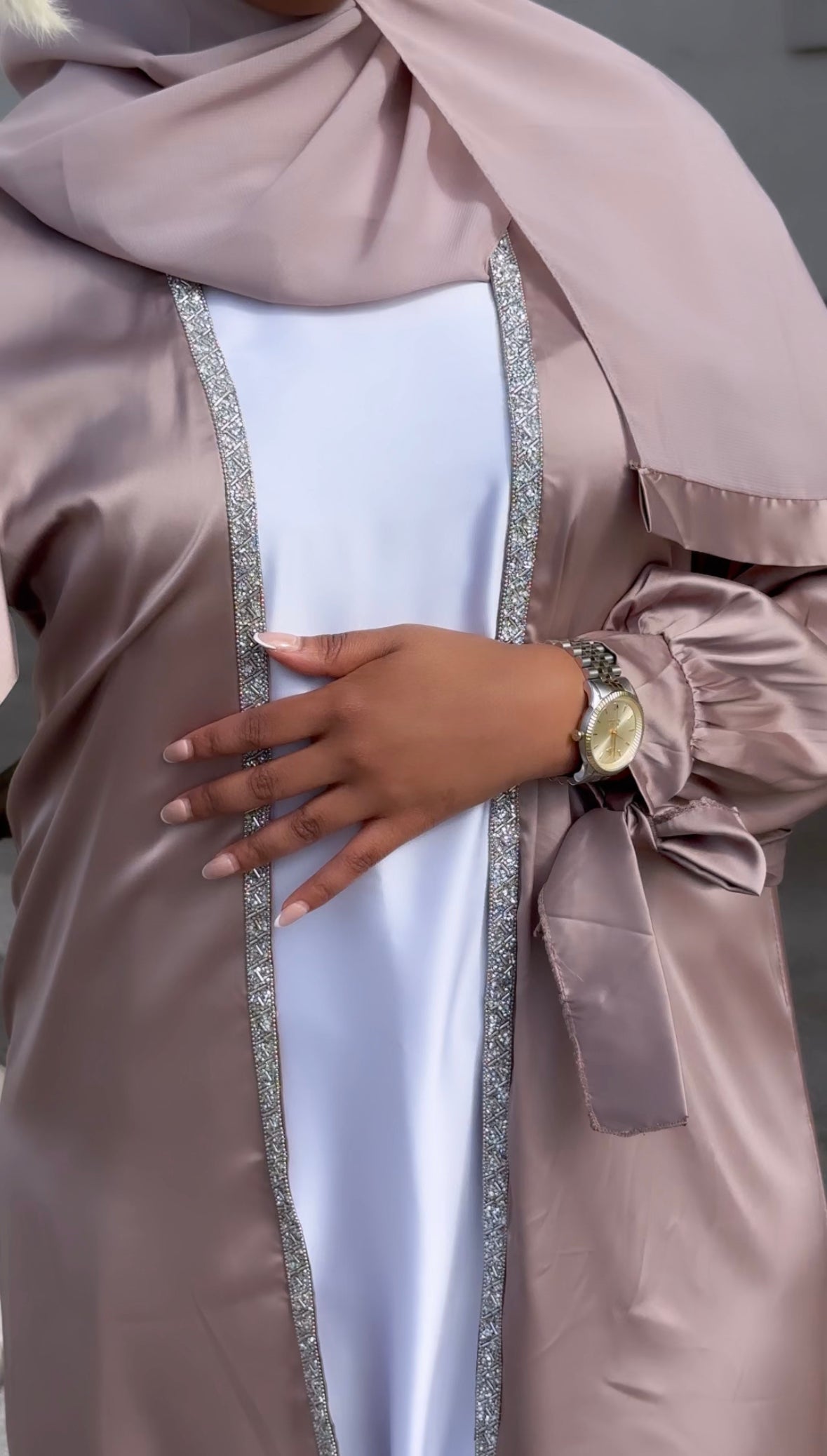 caramel satin abaya