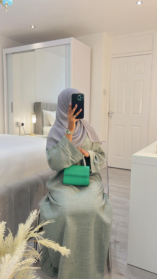 mint linen abaya