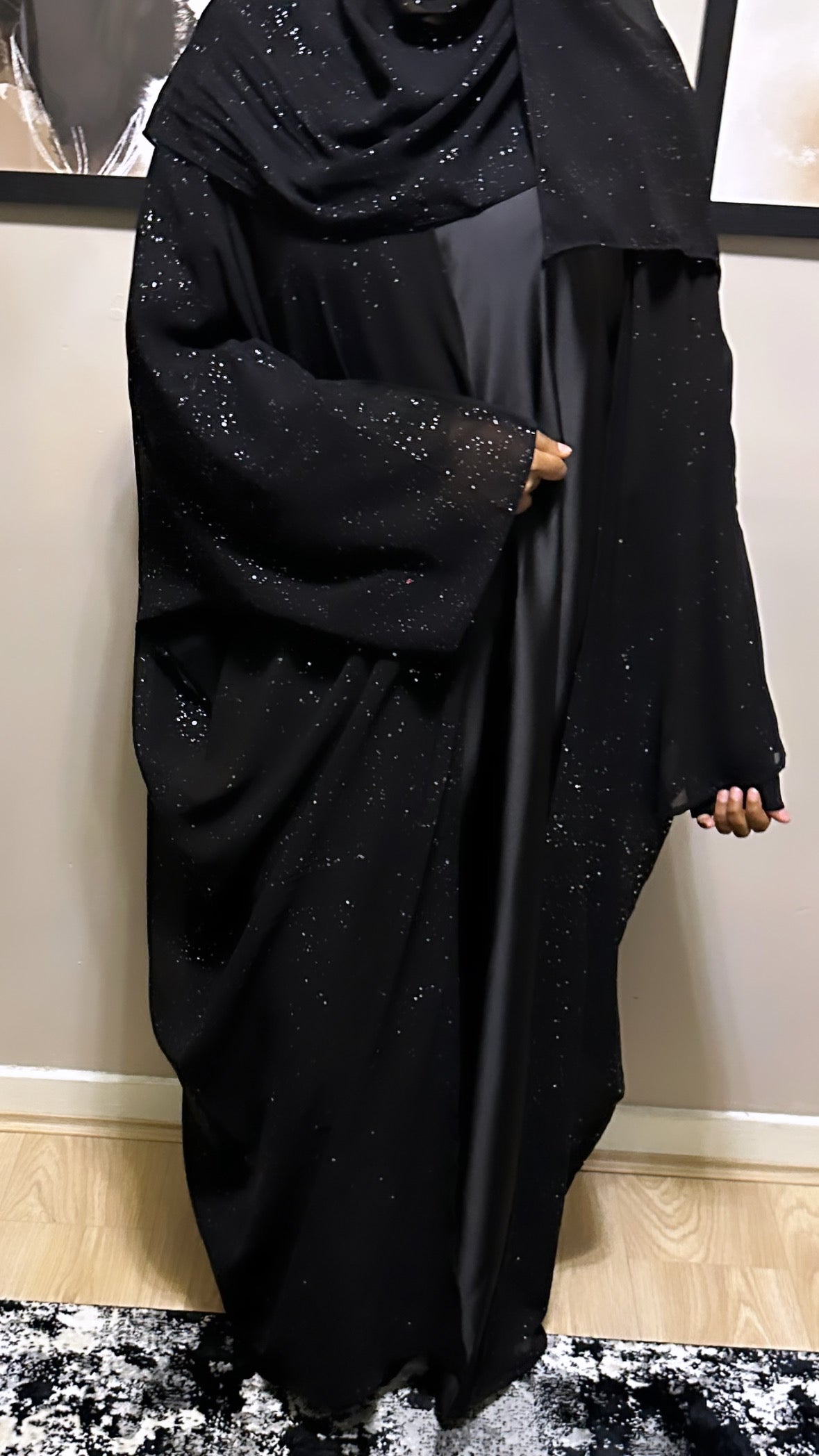 black glitter abaya