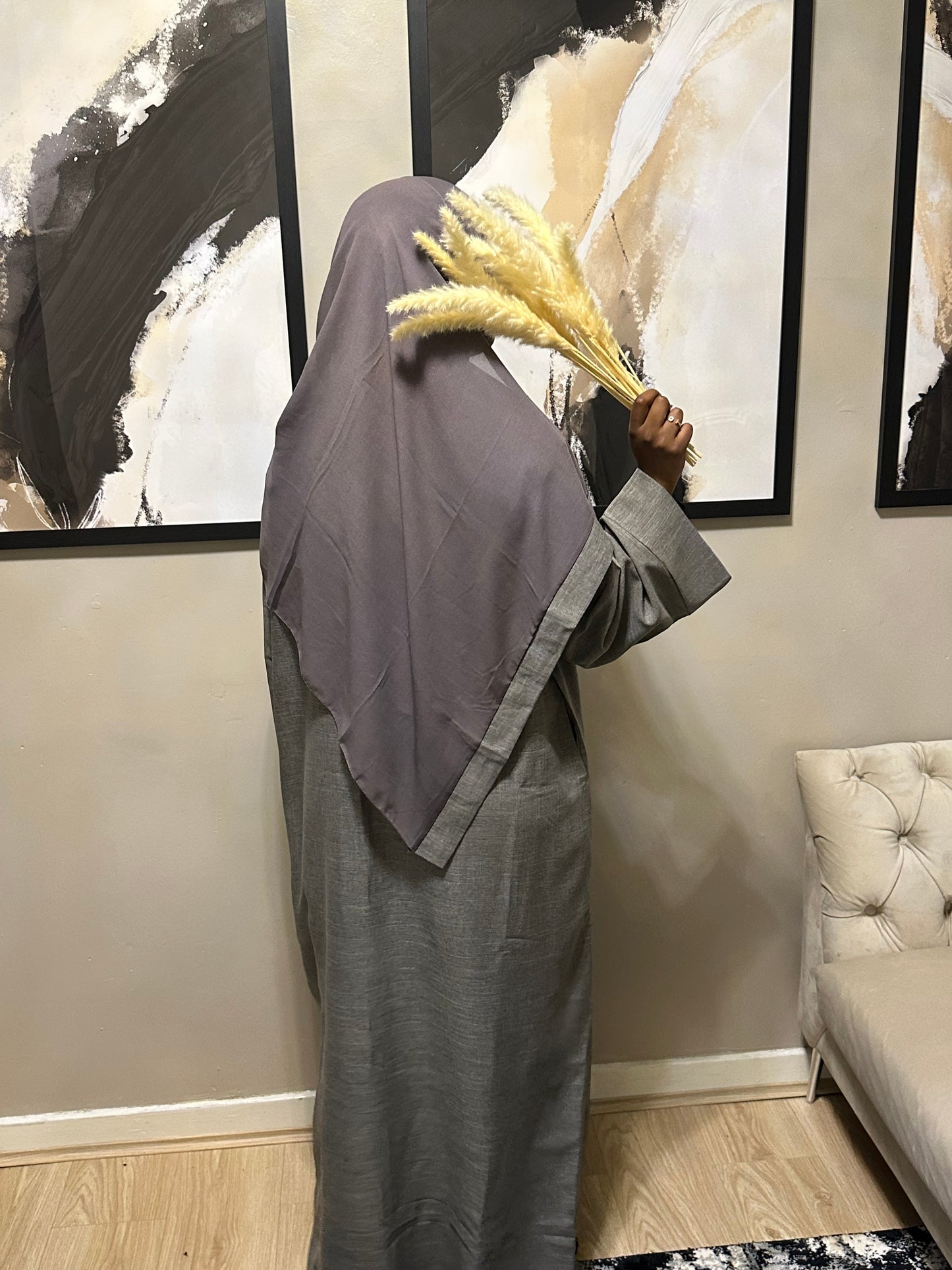 charcoal linen abaya