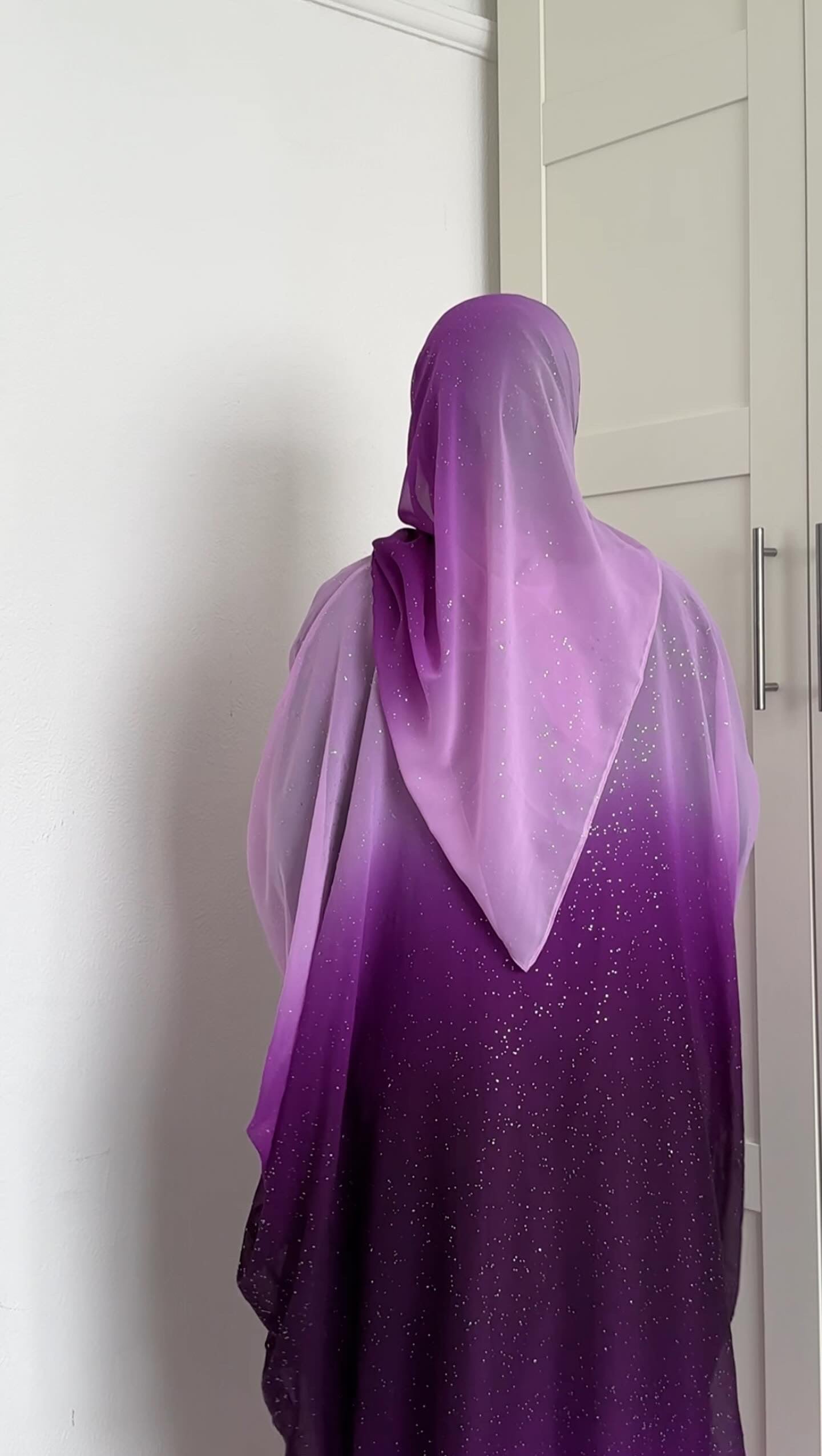 lilac ombre glitter abaya