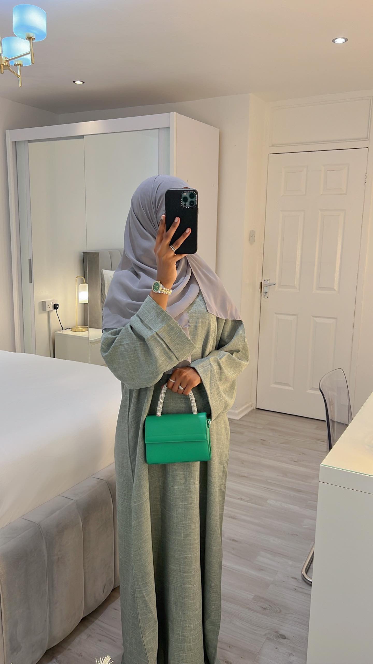 mint linen abaya