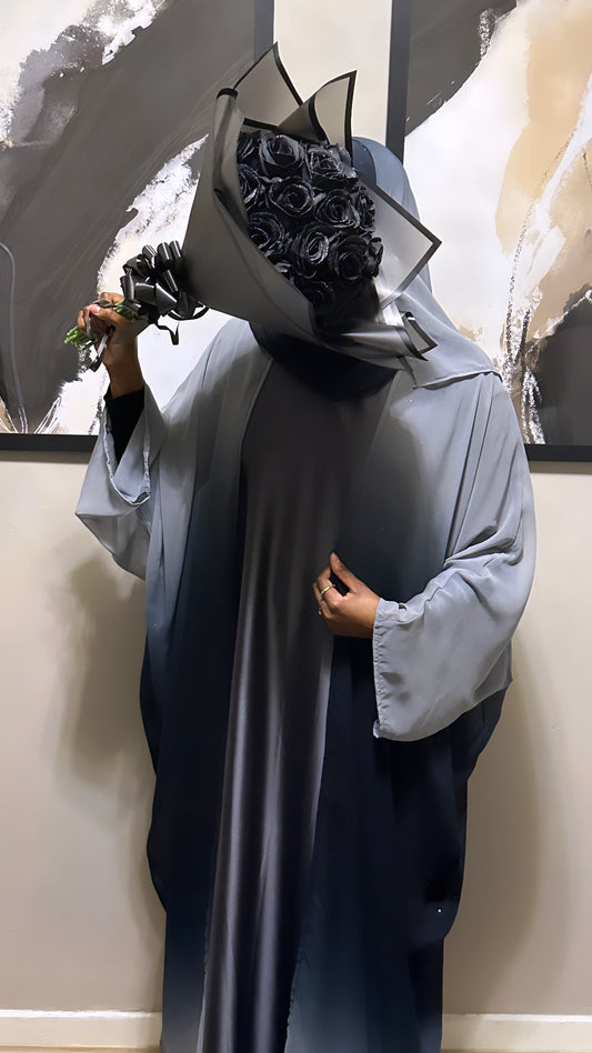 grey ombre glitter abaya