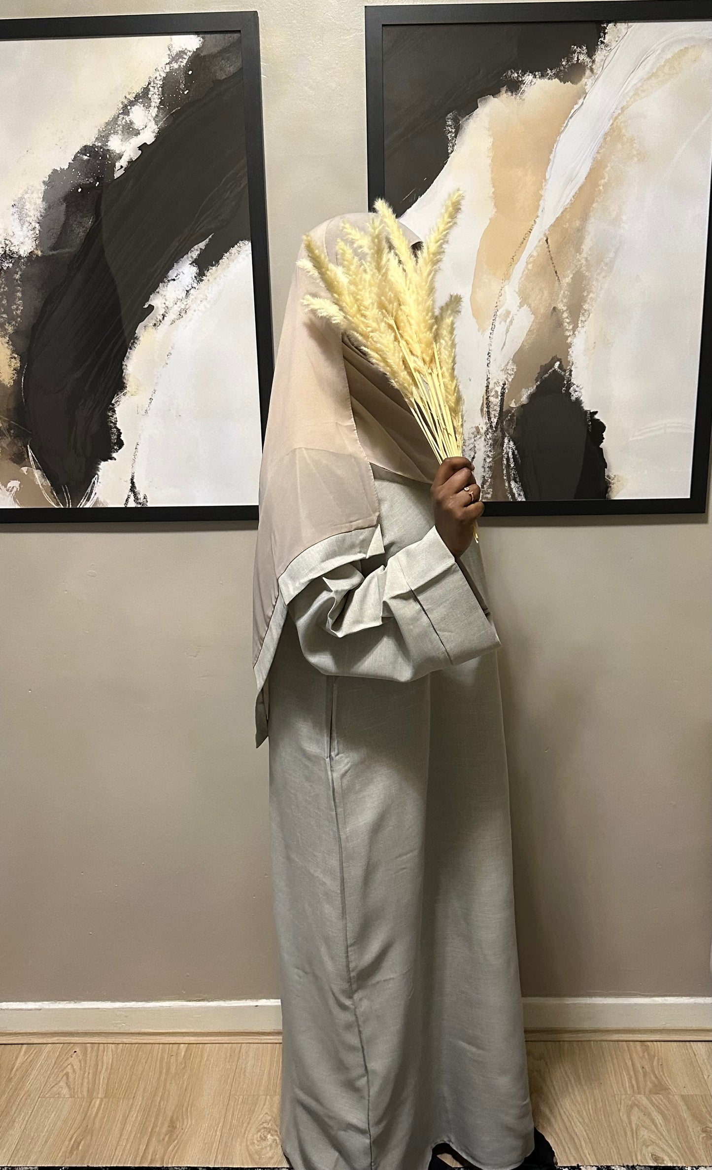 oatmeal linen abaya