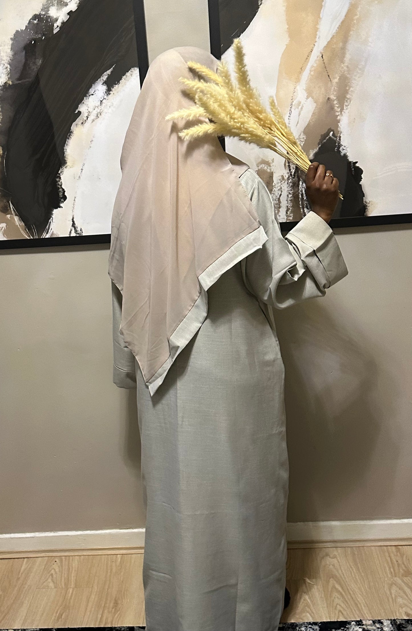 oatmeal linen abaya