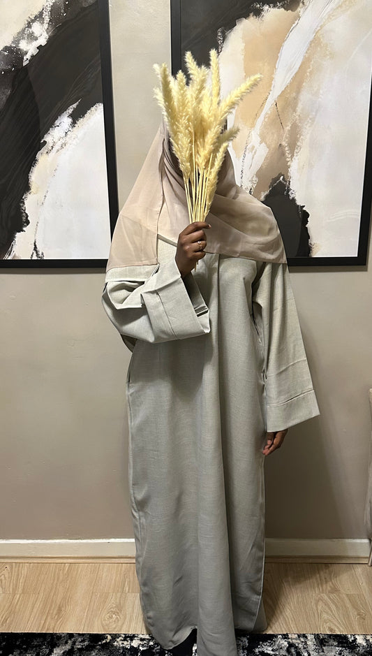 oatmeal linen abaya